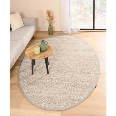 Afbeelding van Wollen Tapijt/Vloerkleed Ovaal Lett Lichtgrijs 205x305 Cm 100% Wol