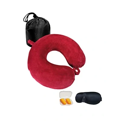 Afbeelding van NavoX Reiskussen van traagschuim voor op reis met slaapmasker/oordopjes/tas, lichtgewicht snelle verpakking neksteunkussen camping, auto,