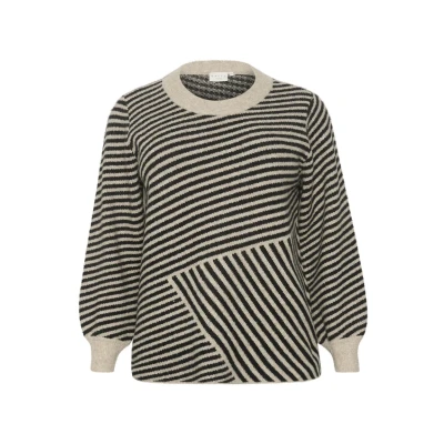 Afbeelding van Kaffe Curve Verina Trui Feather gray melange black, Dames, Maat: 42/44, black