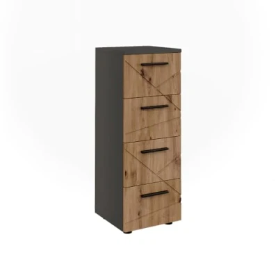 Afbeelding van Vicco IrmaMidikast 30 x 81 cm met 4 laden Antraciet/Artisan