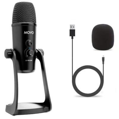 Afbeelding van Movo UM700 USB desktop microfoon voor computer met verstelbare microfoonpatronen, perfect als podcast microfoon, streaming gaming enz