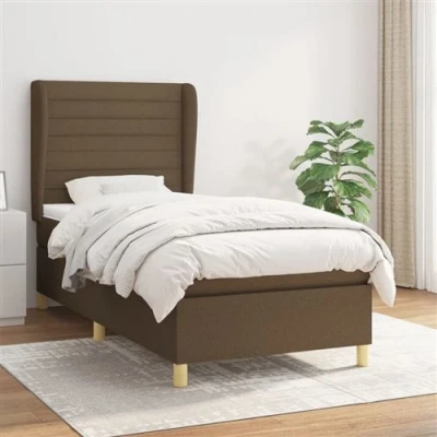 Afbeelding van vidaXL Boxspring met matras stof donkerbruin 90x200 cm