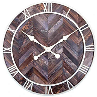 Afbeelding van Nextime Ne 3245Br Wandklok Ø 58 Cm Hout/Metaal Donkerbruin &#039;Roman Vintage&#039;