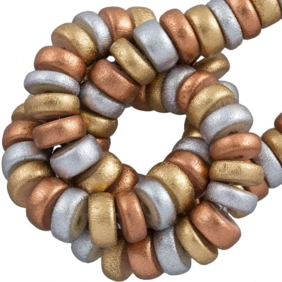 Afbeelding van Houten Kralen Metallic Look (8 x 3.5 mm) Mix (106 stuks)