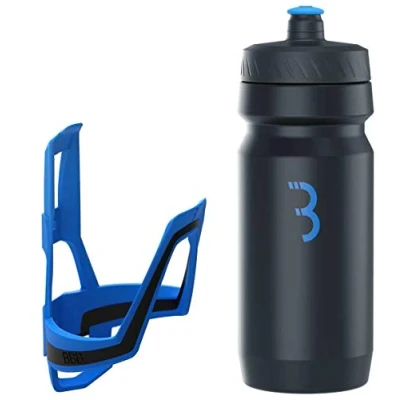 Afbeelding van BBB Cycling DualCage Lichtgewicht Bidonhouder met Zwarte Bidon 550ml Blauw Racefiets &amp; Mountainbike Drinkbushouder Fiets BBC 39C