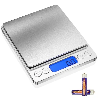 Afbeelding van Gvolatee 3 kg/0,1 g keukenweegschaal, precisie, elektronisch, roestvrij keukenweegschaal met lcd display en tarra functie, 6 eenheden, wegen van levensmiddelen voor koken, bakken mengen