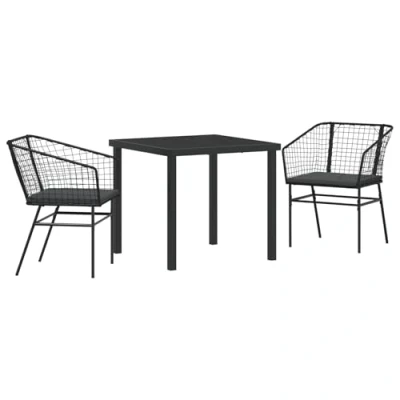 Afbeelding van vidaXL Set van 2 Zwart en Donkergrijs PE Rattan, Gepoedercoat Staal