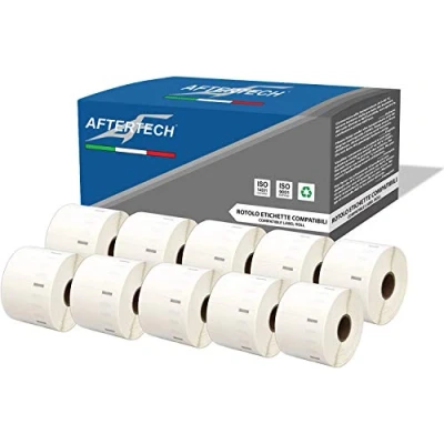 Afbeelding van Aftertech 10 x 11354 afneembare etiketten, 57 32 mm, compatibel (1000 etiketten/rol = 10000 in totaal) voor Dymo LabelWriter 11354R