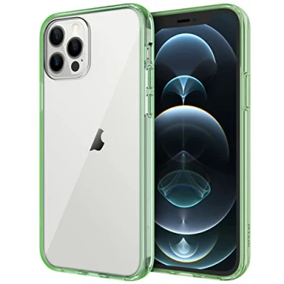 Afbeelding van JETech Beschermhoes voor iPhone 12/12 Pro 6,1 inch, transparante beschermhoes, schokbestendig, krasbestendig, nachtgroen