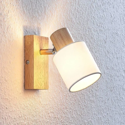 Afbeelding van Lindby buitenspot 1licht hout, stof H: 14 cm E14 licht wit