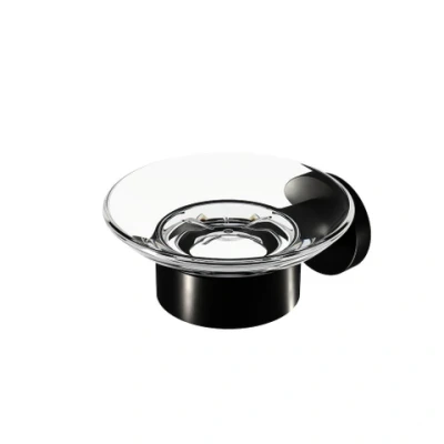 Afbeelding van Geesa nemox black collection zeephouder met glazen inzet, wandmodel