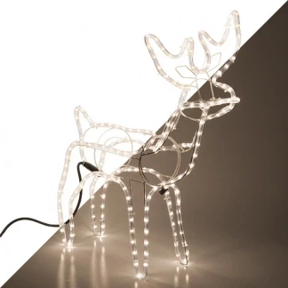 Afbeelding van 3D rendier LED lichtslang 61CM hoog 216 lampjes extra warm wit licht