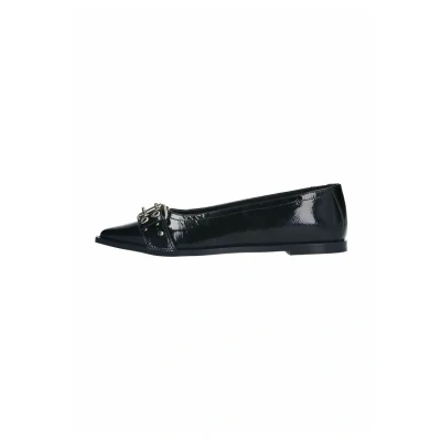 Afbeelding van Sacha Dames Zwarte leren buckle ballerina&#039;s Maat 36
