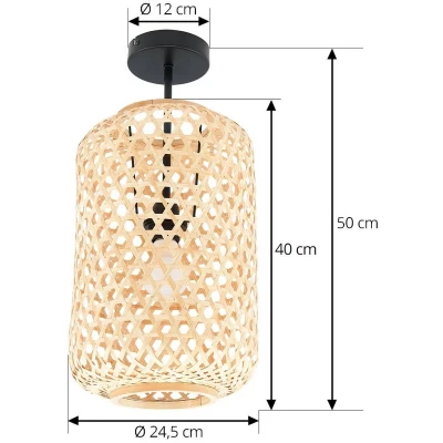 Afbeelding van Lucande plafondlamp Jorick, 1 lamp, Ø 24,5 cm, bamboe