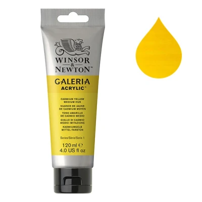 Image de Winsor &amp; Newton Galeria peinture acrylique (120 ml) 120 nuance de jaune cadmium moyen
