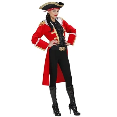 Afbeelding van Piratenkapitein vrouw rood Maatkeuze: Maat M