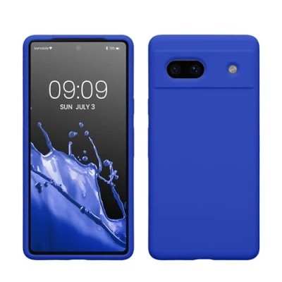 Afbeelding van kwmobile telefoonhoesje geschikt voor Google Pixel 7a Hoesje met siliconen coating Smartphone case in Baltisch blauw