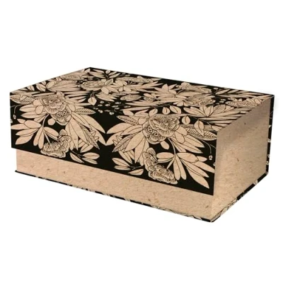 Afbeelding van Clairefontaine 116055C Opbergdoos van karton, multifunctioneel, rechthoekig, motief natuur, kraftpapier, 29,8 x 17,8 10,8 cm, collectie Le Cherry Blanc