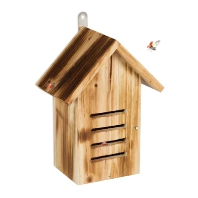 Afbeelding van Relaxdays lieveheersbeestjes hotel hout 25x18,5x12 cm hangend insectenhotel tuin