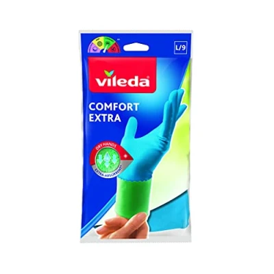 Image de Vileda Comfort &amp; Care Gants de ménage avec formule hydratante senteur camomille Taille L 1 paire