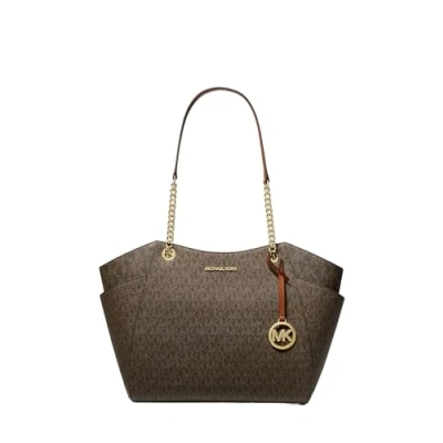 Afbeelding van Michael Kors Jet Set Large Chain Brown Shoulder Tote Bag