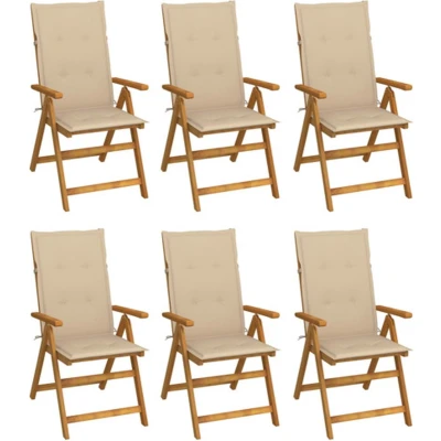 Afbeelding van Tuinstoelen 6 st inklapbaar met kussens massief acaciahout