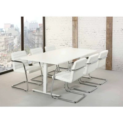 Afbeelding van Rechthoekige vergadertafel Teez design 200x100cm bladkleur Wit framekleur Aluminium (RAL9006)