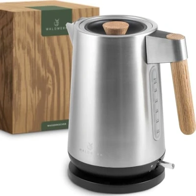 Afbeelding van Waldwerk Design Kettle 3000 Watt 1.7L roestvrij staal Kettel met echte eiken handgrepen en 304