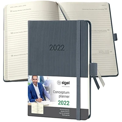 Afbeelding van SIGEL C2267 weekkalender 2022 conceptum, hardcover, 10,8 x 15,1 cm, donkergrijs