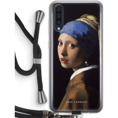 Afbeelding van hoesje met Koord geschikt voor Samsung Galaxy A50 The Pearl Earring Telefoonhoesje Zwart Bescherming aan alle Kanten en Over de Schermrand