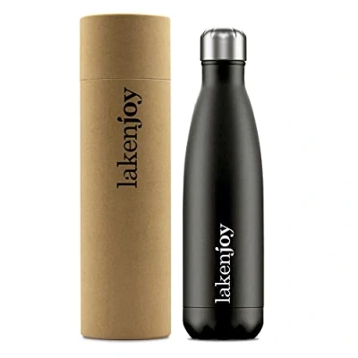 Afbeelding van Thermosfles Joy, 500 ml zwart, Laken Dubbelwandig RVS waterfles