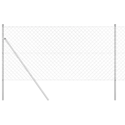 Afbeelding van vidaXL Kettinglinkhek met 7 Palen 1.4x10 m Gegalvaniseerd Staal