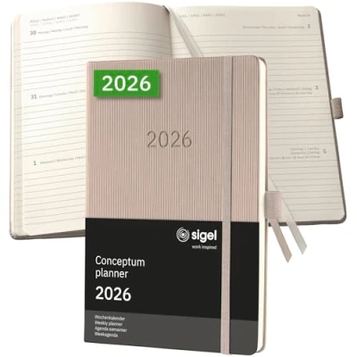 Afbeelding van SIGEL C2660 Weekalender Conceptum 2026, ca. A5, taupe