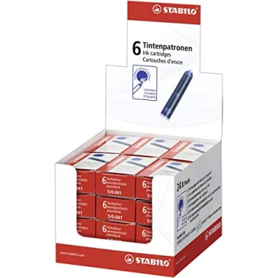 Afbeelding van STABILO beFab! en beCrazy! vulling voor vulpen, doosje van 6 stuks, blauw 24 stuks