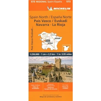 Afbeelding van Pais Vasco Navarra Euskadi La Rioja Michelin Regional Map 573