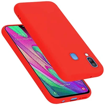 Afbeelding van Cadorabo Hoesje geschikt voor Samsung Galaxy A40 in LIQUID ROOD Beschermhoes gemaakt van flexibel TPU silicone Case Cover