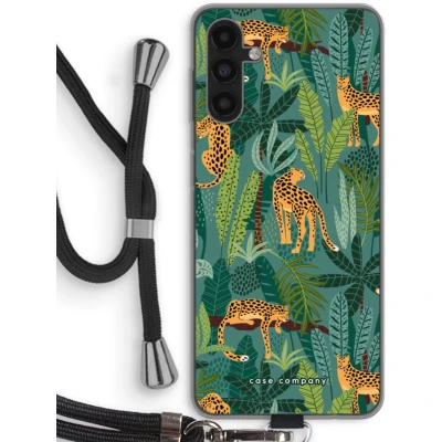 Afbeelding van Case Company® hoesje met Koord geschikt voor Samsung Galaxy A13 5G Luipaard 2 Telefoonhoesje Zwart Bescherming aan alle Kanten en Over de Schermrand