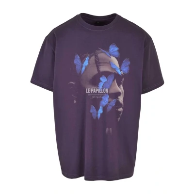 Afbeelding van Upscale by Mister Tee LE Papillon Oversize Tshirt print, Maat: Small, Purplenight