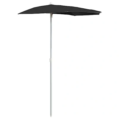 Afbeelding van vidaXL Parasol half met paal 180x90 cm zwart