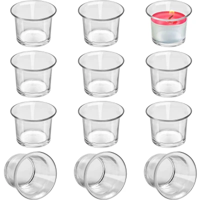 Afbeelding van Belle Vous Votief Kaars Houders (12 Pak) Helder Massief Glazen Lip Kaart en Theelicht Elke Meet 4,5 x cm Voor Huwelijken, Diner Feestjes, Spa’s Meditatie