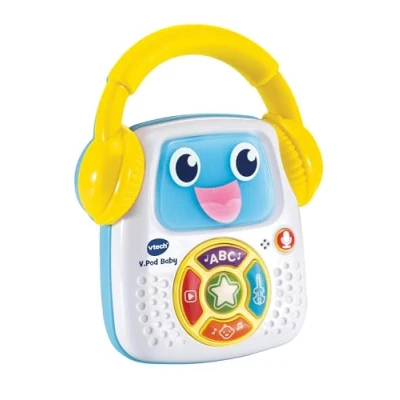 Afbeelding van VTech Dj Baby, interactief muziekspeelgoed met 5 speelmodi, 30 melodieën, opnamefunctie, lichten en automatische uitschakeling, Italiaanse taal, batterijen inbegrepen, 9 36 maanden