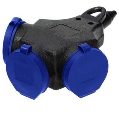 Afbeelding van Orno AE 13209(GS) Workshop Schuko stopcontact voor buiten, waterdicht, IP44, 3 x 2P + E Schuko, zwart
