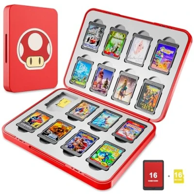 Afbeelding van LUCYLANKER Magnetische opbergdoos voor Nintendo Switch, draagbare beschermhoes speelkaarten, spelopslag Switch OLED/Lite modellen met 16 NS kaartvakken en