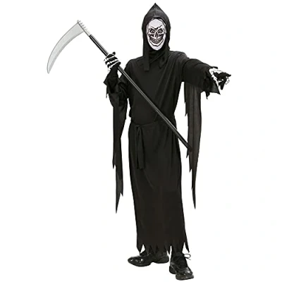 Afbeelding van &quot;Grim Reaper&quot; (jurk, riem, capuchon masker) (128 cm / 5 7 jaar)