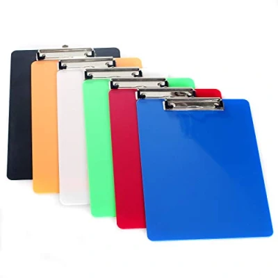 Afbeelding van TKD8022 set van 6 A4 notitieblokken met rubberen metalen klem, DIN notitieblokhouder ophanghouder, steunhouder, clip on plank, kunststof onderzetter, kleuren