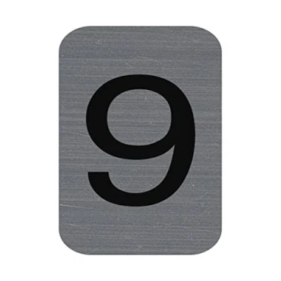 Afbeelding van Exacompta Ref. 67189E 1 x CIFFRE 9 kleefplaat Bedrukte wandplaat Op alle ondergronden Geborsteld aluminium look Afmetingen: 2,5 4,4 cm