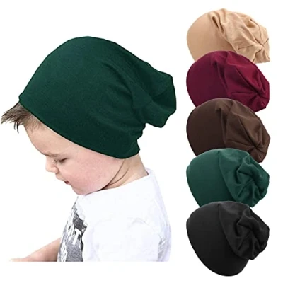 Afbeelding van DRESHOW 5 stuks uniseks kinderen Berretti Ragazzi Ragazze Morbido Carino Cappello Berretto muts baby meisjes zachte schattige pet 6 60 maanden, stuks: kaki/koffie/winered/groenzwart/zwart