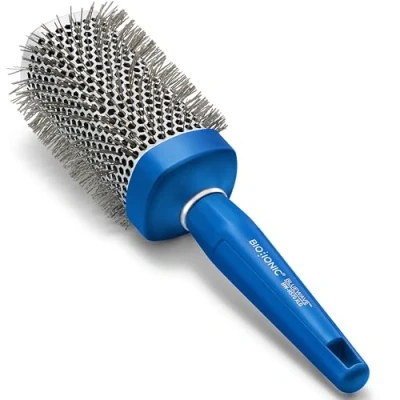 Afbeelding van Bio Ionic BlueWave XL ronde borstel, NanoIonic conditionerborstel, gekrompen borstel voor extra spanning, zacht gevoel, gemakkelijk vast te pakken handgreep