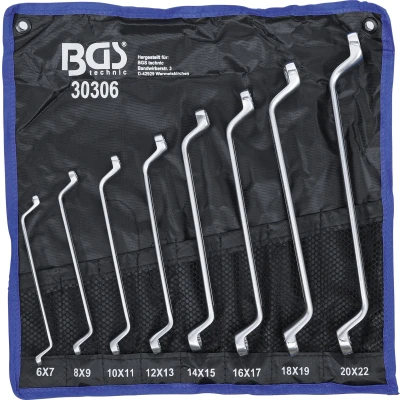 Afbeelding van BGS Ringsleutelset diep gebogen 6 x 7 20 22 mm 8 delig