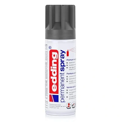 Afbeelding van edding 5200 permanente spray antraciet mat 200 ml acrylverf voor het beschilderen of decoreren van glas, metaal, hout, keramiek, kunststof, canvas spuitbus
